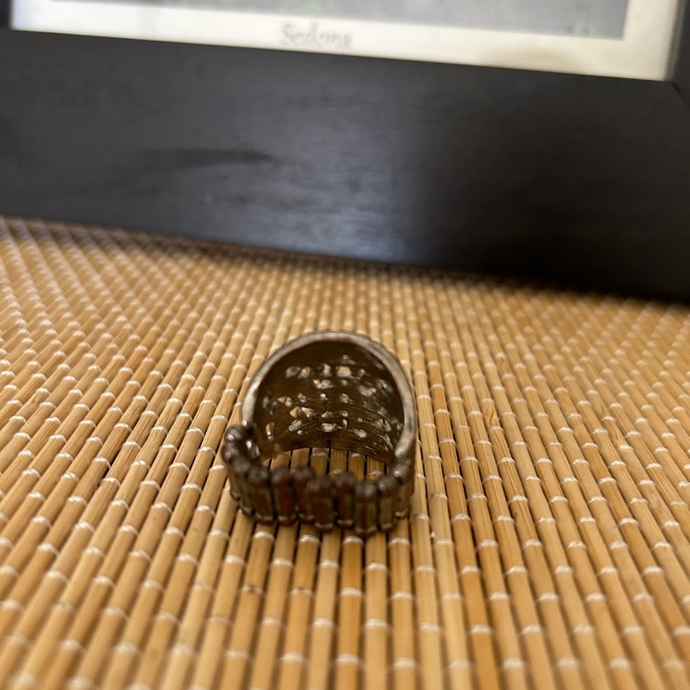 🌀 Aztec stretch‎ silver ring - Picture 10 of 12